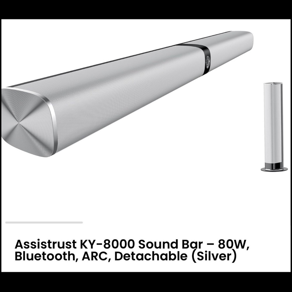 KY-8000 Silver Sound Bar with Wireless Subwoofer